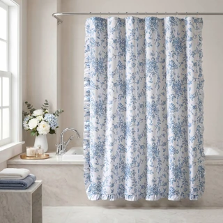 Thumbnail 5: MADISON PARK ESSENTIALS Madison Park Essentials Adele Floral Shower Curtain Set 