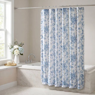 Thumbnail 2: MADISON PARK ESSENTIALS Madison Park Essentials Adele Floral Shower Curtain Set 