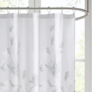 Thumbnail 3: Madison Park Magnolia Floral Printed Burnout Shower Curtain  