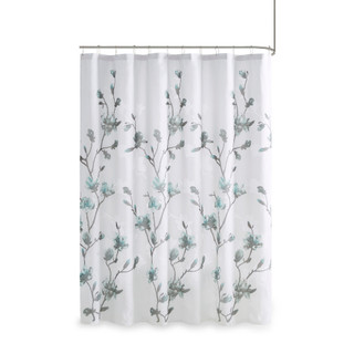 Thumbnail 5: Madison Park Magnolia Floral Printed Burnout Shower Curtain  