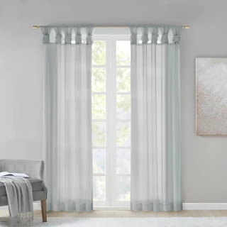 Thumbnail 6: Madison Park Ceres  2 Pc. Twisted Tab Voile Sheer Window Set 