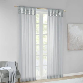 Thumbnail 3: Madison Park Ceres  2 Pc. Twisted Tab Voile Sheer Window Set 
