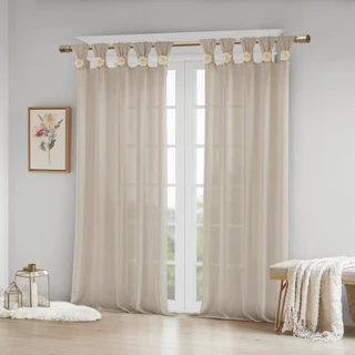 Thumbnail 1: Madison Park Rosette Floral Cuff Tab Top Curtain Panel 