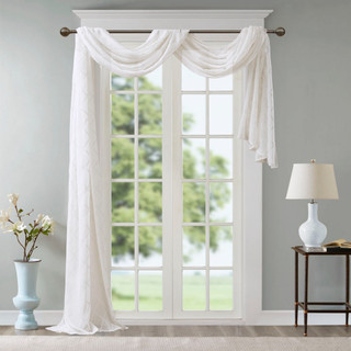 Thumbnail 4: Madison Park Irina Diamond Sheer Embroidered Window Scarf 