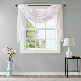 Thumbnail 8: Madison Park Irina Diamond Sheer Embroidered Window Scarf 