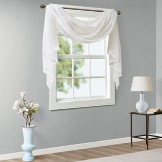 Thumbnail 2: Madison Park Irina Diamond Sheer Embroidered Window Scarf 