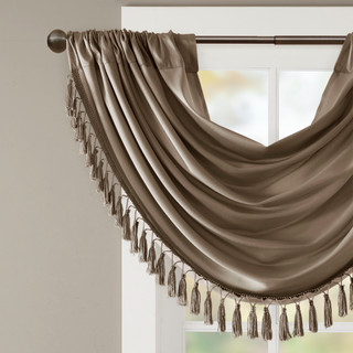 Thumbnail 4: Madison Park Elena Faux Silk Waterfall Embellished Valance 
