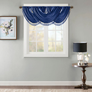 Thumbnail 1: Madison Park Elena Faux Silk Waterfall Embellished Valance 