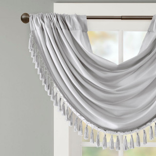 Thumbnail 4: Madison Park Elena Faux Silk Waterfall Embellished Valance 