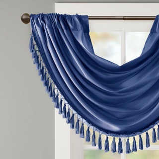 Thumbnail 2: Madison Park Elena Faux Silk Waterfall Embellished Valance 