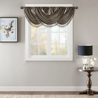 Thumbnail 1: Madison Park Elena Faux Silk Waterfall Embellished Valance 