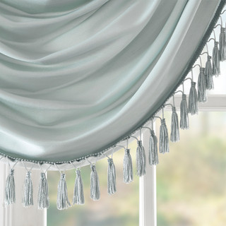 Thumbnail 2: Madison Park Elena Faux Silk Waterfall Embellished Valance 