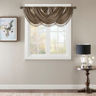 Thumbnail 1: Madison Park Elena Faux Silk Waterfall Embellished Valance 