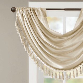 Thumbnail 3: Madison Park Elena Faux Silk Waterfall Embellished Valance 