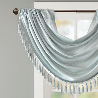 Thumbnail 4: Madison Park Elena Faux Silk Waterfall Embellished Valance 