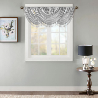Thumbnail 2: Madison Park Elena Faux Silk Waterfall Embellished Valance 