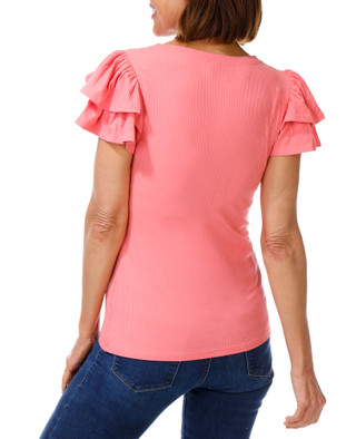 Thumbnail 2: 1. State Women's Flutter Sleeve V-Neck Ribbed Top 