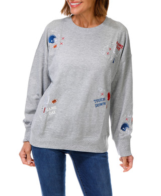 Thumbnail 1: Sable Sky Women's Long Sleeve Embroidered Football Sweatshirt 