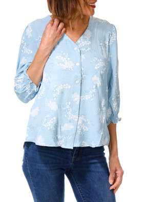 Thumbnail 1: Ana & Rose Women's Ruffled Sleeve Button Down Floral Top 