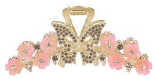 Thumbnail 2: Lulu Floral Rhinestone Butterfly Hair Claw Clip 
