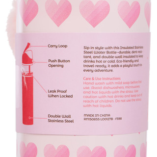 Thumbnail 2: A little obsessed 16 oz Pink Heart Water Bottle w/ Keychain 