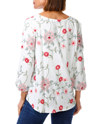 Thumbnail 2: Ana & Rose Women's 3/4 Sleeve Embroidered Floral Top 