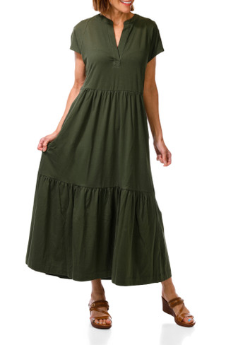 Thumbnail 1: DKNY Women's Short Sleeve Tiered Maxi Dress 