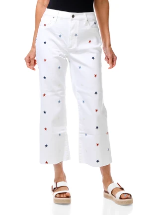 Thumbnail 1: Driftwood Women's Carlie Embroidered Star Straight Leg Jeans 
