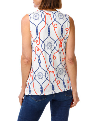 Thumbnail 2: Caribbean Joe Women's Americana Nautical Print Top 