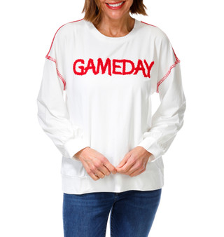 Thumbnail 1: Magical Season Women's Long Sleeve Game Day Baseball Whipstitch Tee 