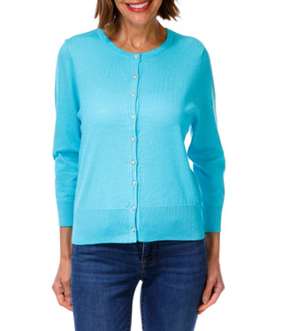Thumbnail 1: Zac & Rachel Women's Ribbed Hem Pearl Button Cardigan 