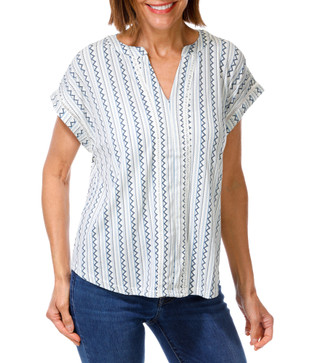 Thumbnail 1: Fifty Street Women's Short Sleeve Split Neck Top 