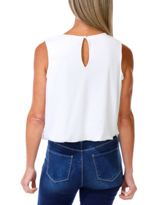 Thumbnail 2: BOBEAU Women's Lined Sleeveless Keyole Back Top 