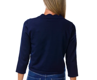 Thumbnail 2: Nina Leonard Women's 3/4 Sleeve Scallop Trim Shrug 