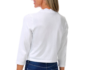 Thumbnail 2: Nina Leonard Women's 3/4 Sleeve Scallop Trim Shrug 