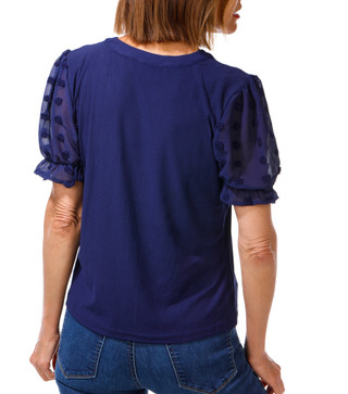 Thumbnail 2: Flower & Feather Women's Puff Sleeve V-Neck Top 