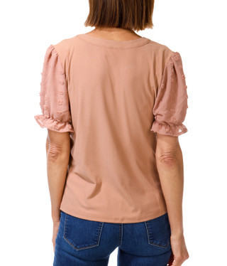 Thumbnail 2: Flower & Feather Women's Puff Sleeve V-Neck Top 