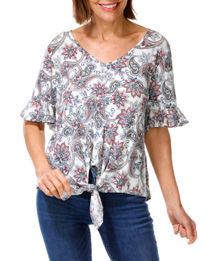 Thumbnail 1: PerSeption Women's Short Sleeve Tie Hem Top 
