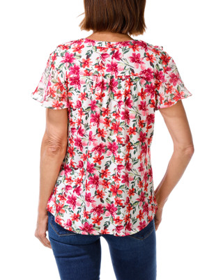 Thumbnail 2: PerSeption Women's Ruffled Floral Button Down Top 