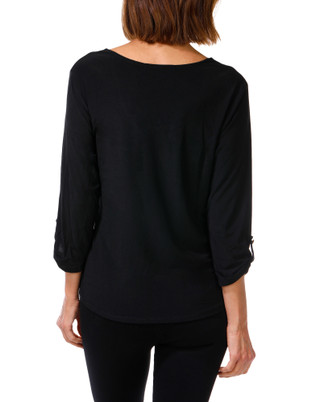Thumbnail 2: Joie De Vivre Women's Quarter Zip 2 Pocket Studded Top 