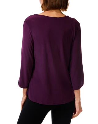Thumbnail 2: Joie De Vivre Women's Quarter Zip 2 Pocket Studded Top 