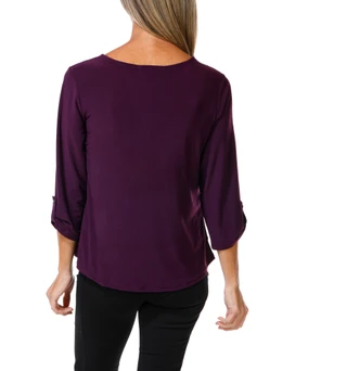 Thumbnail 2: Joie De Vivre Women's Quarter Zip 2 Pocket Studded Top 