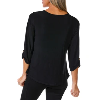 Thumbnail 4: Joie De Vivre Women's Quarter Zip 2 Pocket Studded Top 