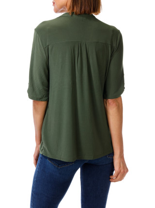 Thumbnail 2: PerSeption Women's Short Sleeve Henley Neck Top 