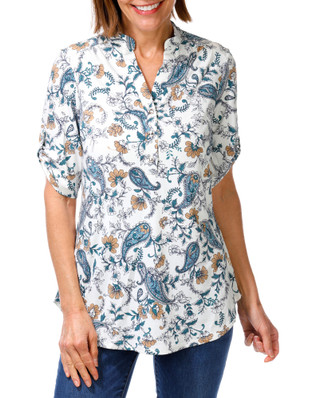 Thumbnail 1: PerSeption Women's Short Sleeve Floral Top 