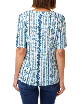 Thumbnail 2: PerSeption Women's Short Sleeve Floral Top 