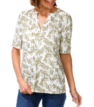 Thumbnail 1: PerSeption Women's Short Sleeve Paisley Top 