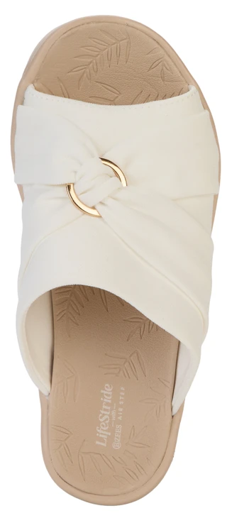 Thumbnail 6: Bzees by Lifestride Women's Serenade White Scrunch Wedge Sandals 