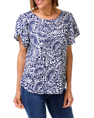Thumbnail 1: Cure. Women's Short Sleeve Print Top 