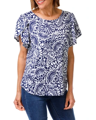 Thumbnail 1: Cure. Women's Short Sleeve Print Top 